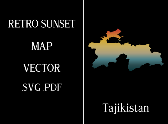 Tajikistan Retro Sunset Map