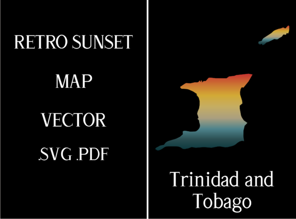 Trinidad and Tobago Retro Sunset Map