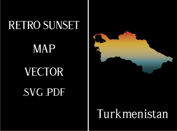 Turkmenistan Retro Sunset Map