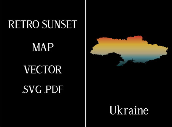Ukraine Retro Sunset Map
