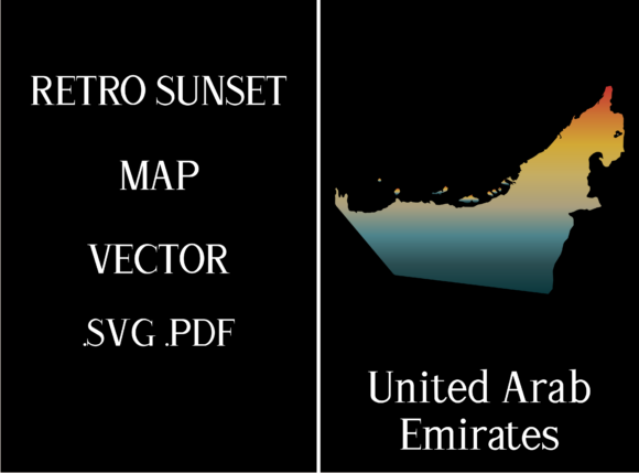 United Arab Emirates Retro Sunset Map