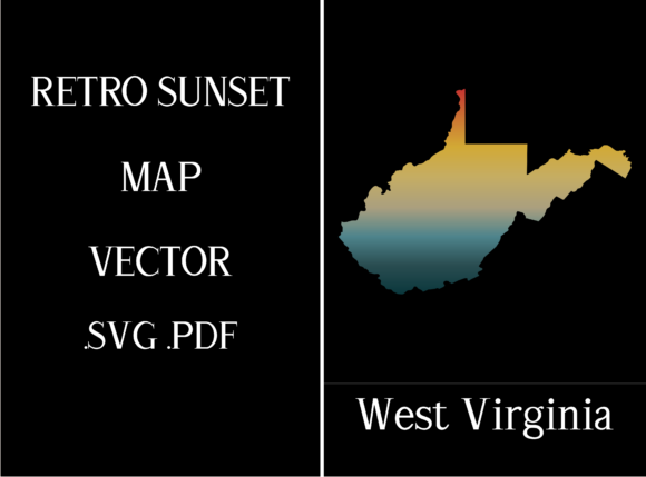 West Virginia Retro Sunset Map