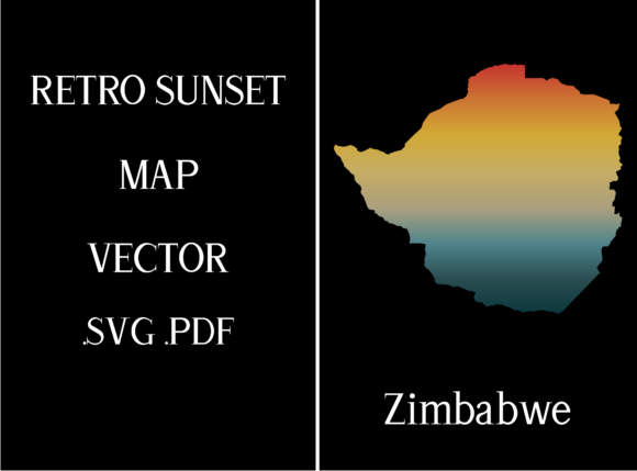 Zimbabwe Retro Sunset Map